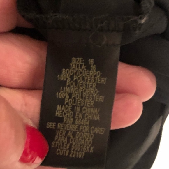 Sandra Darren  size large black dressy blouse draped neck semi sheer lined NWT - Picture 5 of 10